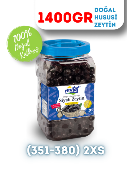 Mytat Doğal Gemlik Hususi Siyah Zeytin 1400 gr (351-380) 2XS