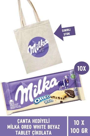 Milka Çanta Hediyeli Milka Oreo White Beyaz Tablet Çikolata 100 gr - 10 Adet