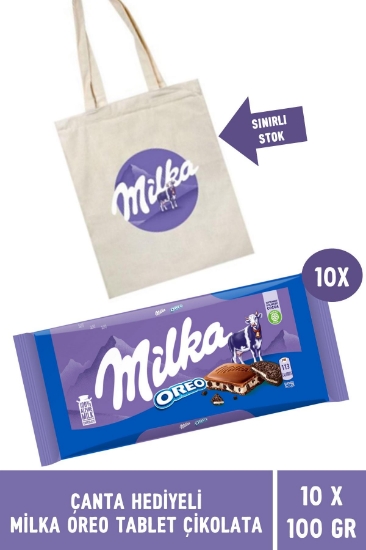 Milka  Çanta Hediyeli Milka Oreo Tablet Çikolata 100 gr - 10 Adet