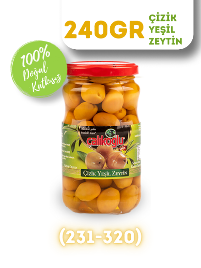 Çalıkoğlu Doğal Çizik Yeşil Zeytin 240 gr (261-290)