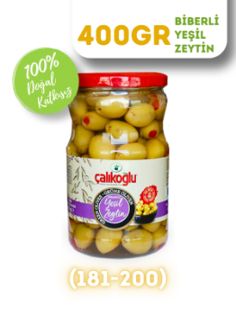 Çalıkoğlu Doğal Biberli Yeşil Zeytin 400 gr (181-200)