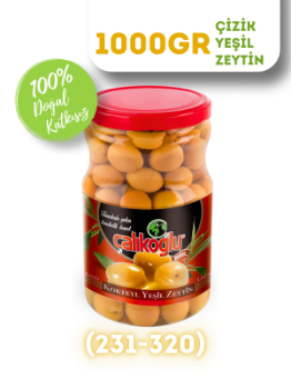 Çalıkoğlu Doğal Çizik Yeşil Zeytin 1 kg (261-290)