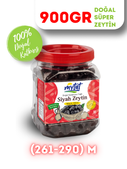 Mytat Doğal Gemlik Özel Siyah Zeytin 900 gr (261-290) M