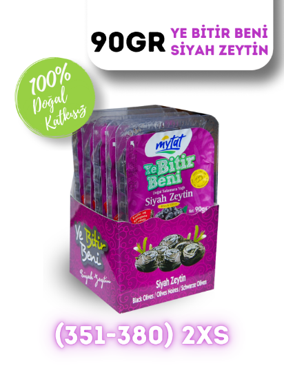 Mytat Doğal Gemlik Siyah Zeytin / Ye Bitir Beni 90 gr (351-380) 2XS