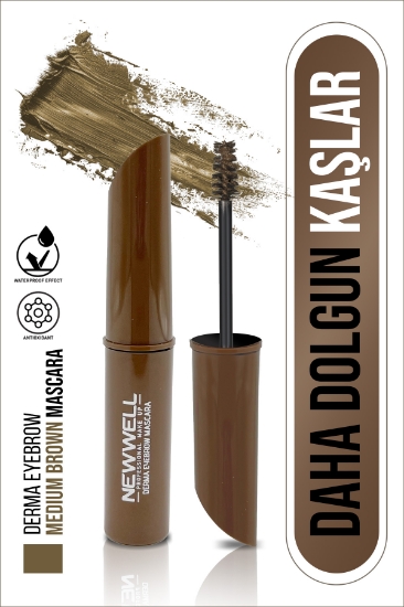 New Well Derma Eyebrow Mascara Medium Brown | Kaş Maskarası Orta Kahve