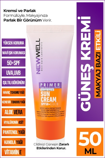 New Well Makyaj Bazı Güneş Kremi 50 SPF+ Aydınlatıcı Etkili Primer Sunscreen 50 ML