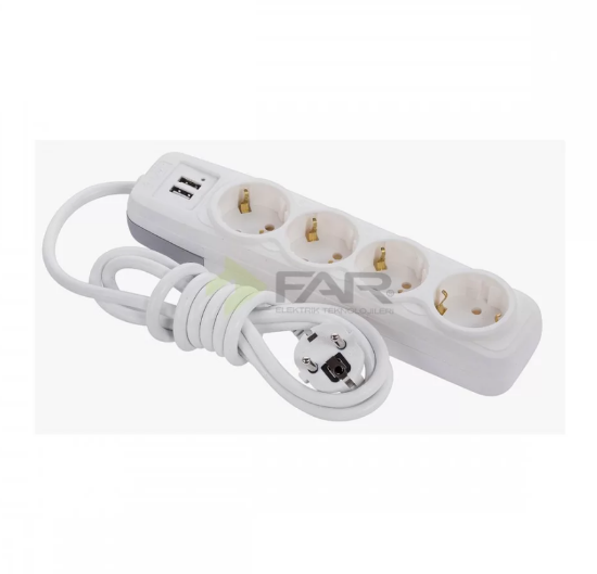 FAR 2 USB'Lİ GRUP 4'LÜ PRİZ (2 METRE)