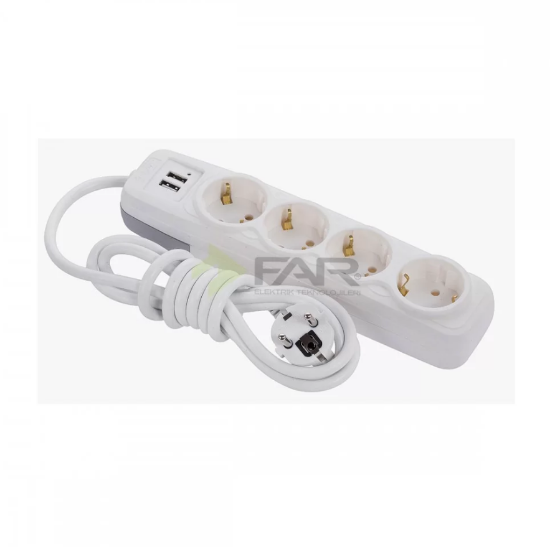 FAR 2 USB'Lİ GRUP 4'LÜ PRİZ (3 METRE)