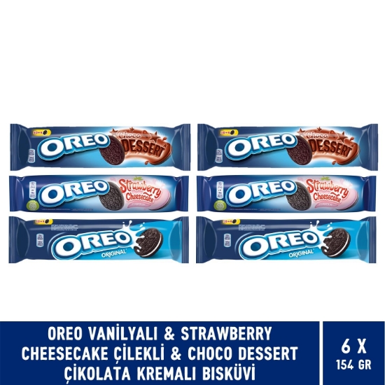 Oreo Vanilyalı & Choco Dessert & Çilekli Cheesecake 154 gr Bisküvi - 6 Adet