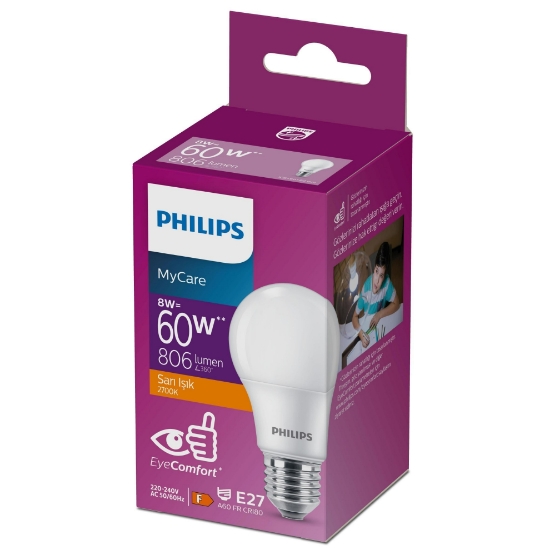 Philips LED 8-60W Ampul 2700K Sarı Işık