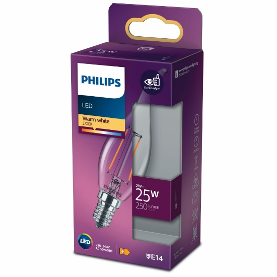 PHILIPS FILAMENT 25W E14 İNCE DUYLU MUM AMPUL SARI IŞIK