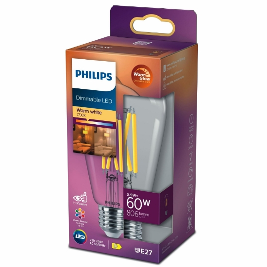 PHILIPS FILAMENT 60W DİMLENEBİLİR ST64 AMPUL SARI IŞIK 2700K