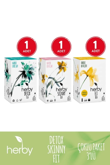 Herby Bitki Çayı 3'lü Diyete Destek Form Paketi (Detox Tea, Skinn