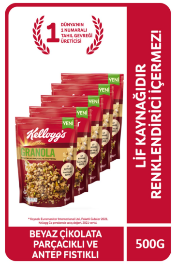 Kellogg's Granola 500 Gr x5 Adet,Avantajlı Paket,Antep Fıstıklı v