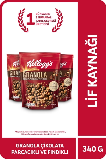 Kellogg's Çikolata Parçacıklı&Fındıklı Granola 340 Gr x3 Adet,%44