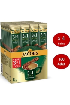 Jacobs 3'ü 1 Arada Gold Yoğun Lezzet Karışım Kahve 160 Adet ( 40'