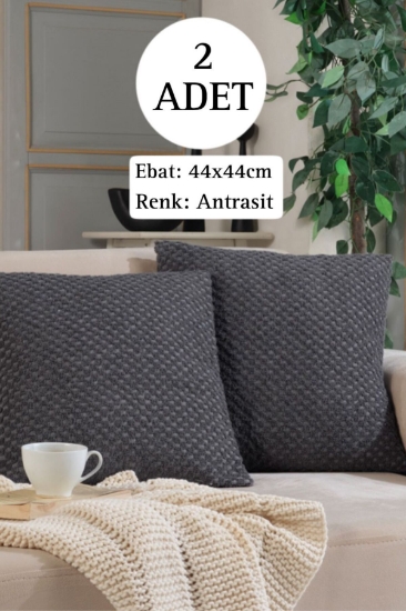 Shal Plaid 2'li Dekoratif Kırlent Kılıfı Yastık Kılıfı 44x44cm