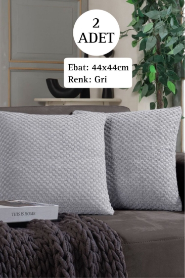 Shal Plaid 2'li Dekoratif Kırlent Kılıfı Yastık Kılıfı 44x44cm