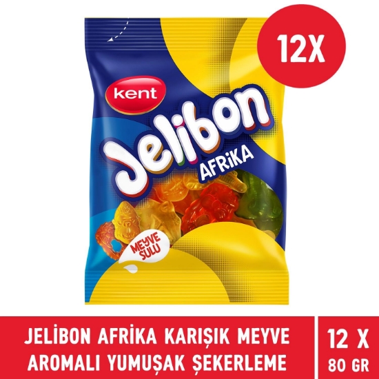 Jelibon Afrika Karışık Meyve Aromalı Yumuşak Şekerleme 80 gr - 12 Adet