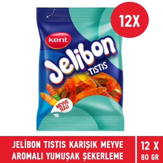 Jelibon Tıstıs Karışık Meyve Aromalı Yumuşak Şekerleme 80 gr - 12 Adet