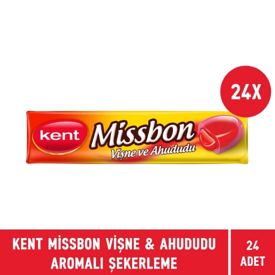 Kent Missbon Vişne & Ahududu Aromalı Nostaljik Şekerleme 43 gr - 24 Adet