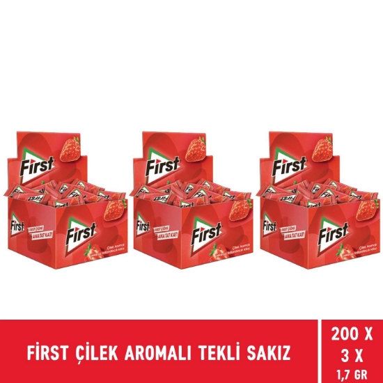 First Çilek Aromalı Tekli Sakız 1,7 gr - 600 Adet