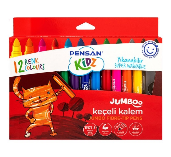 Pensan Kidz Yıkanabilir Jumboo Keçeli Kalem 12 Renk