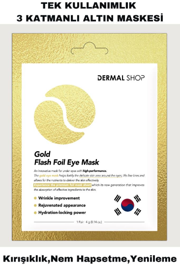 DERMAL Gold Flash Foil Tek Kullanımlık 3 Katmanlı Göz Maskesi 4 g