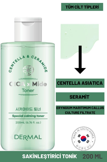 Dermal CICA x Mide Toner Centella Asiatica ve Seramid Özlü Sakinl