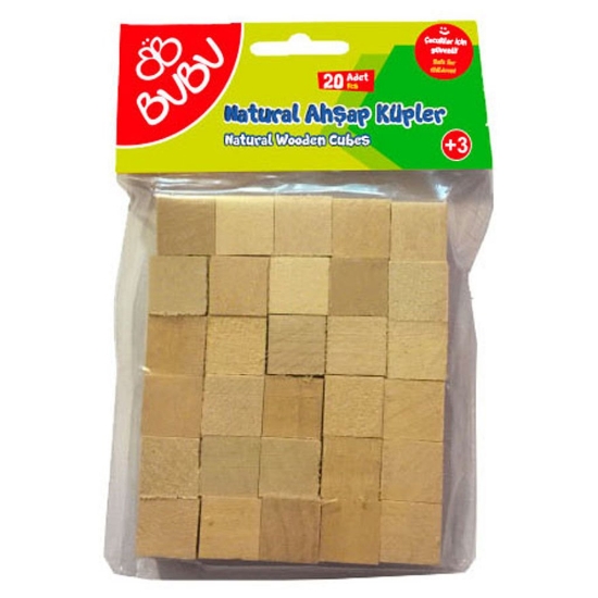 Bubu Ahşap Küpler Natural 20 Parça -HS0033