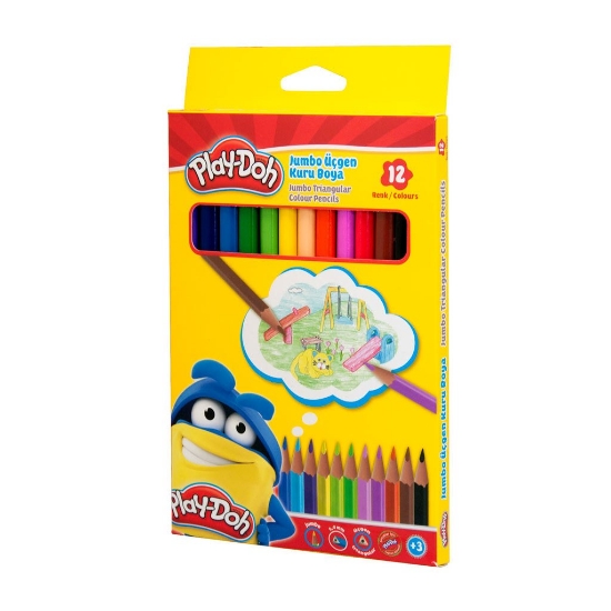 Play-Doh PLAY-KU008 Üçgen Jumbo Kuru Boya Seti 12 Renk