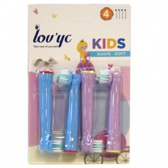 Lov'yc Kids Princess Yumuşak 4lü Elektrikli Diş Fırçası Yedeği