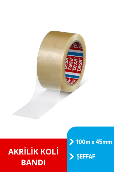 Tesa Koli Bandı Su Bazlı Akrilik Şeffaf 100mx45mm 60 Adet (1 koli)