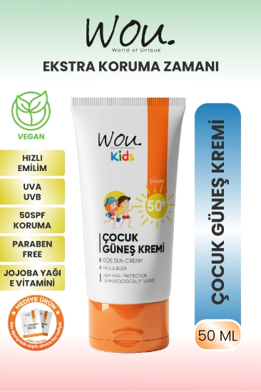 WOU World of Unique KIDS Yüksek Koruma Etkili SPF50+ Çocuk Güneş