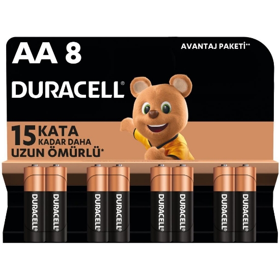 Duracell Alkalin AA Kalem Piller, 8 Li Paket