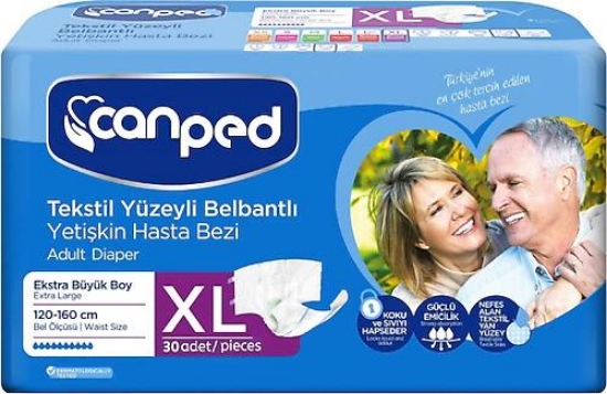 Canped Bel Bantlı Yetişkin Hasta Bezi - Xl Bel Ölçüsü : 1 30 Adet