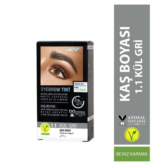 Neva Eyebrow Tint Vegan Kaş Boyası Seti 1.1 Kül Gri