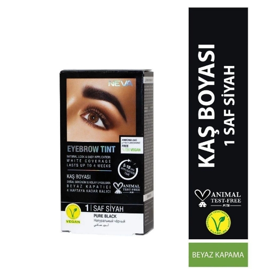 Neva Eyebrow Tint Vegan Kaş Boyası Seti 1 Saf Siyah