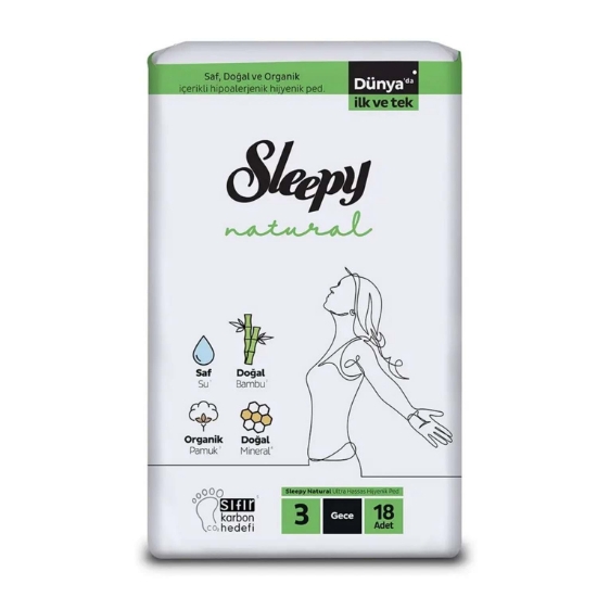 Sleepy Gece Natural Kadın Pedi  No: 3 18  Li