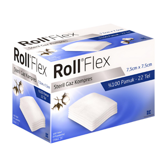 Roll Flex Steril Gaz Kompresi 100 Lü ( 7,5 Cm X 7,5 Cm  5 Li Pake