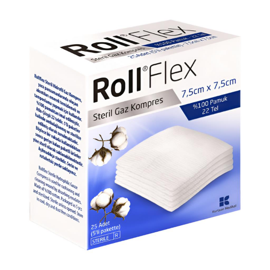 Roll Flex Steril Gaz Kompresi 25 Li ( 7,5 Cm X 7,5 Cm  5 Li Paket