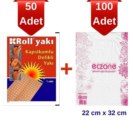 Roll Yakı Kapsikumlu Delikli x 50 Adet + 100 Adet Eczane Poşeti H