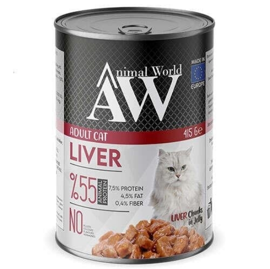 Animal World Yaş Mama Konserve Parça Ciğerli 415 Gr