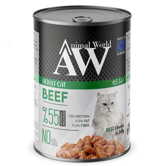 Animal  World Yaş Mama Konserve Parça Sığır Etli 415 Gr