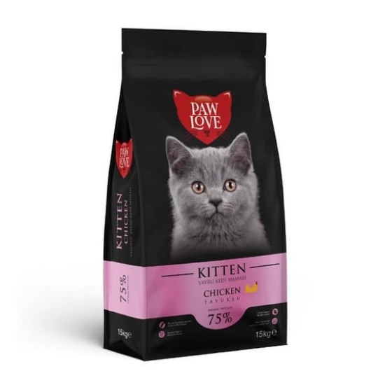 PAW LOVE TAVUKLU YAVRU KEDİ MAMASI 15 KG