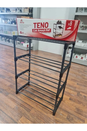 ASVERA Teno Çok Amaçlı Raf - 4 Katlı Metal Ayakkabılık - Organize