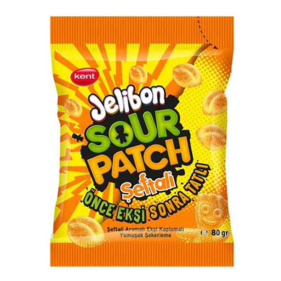 Kent Jelibon Sour Patch Şeftali Aromalı Yumuşak Şekerleme 80 gr-24 Adet