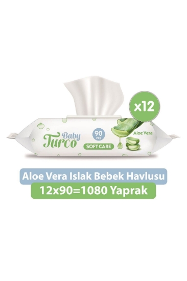 Baby Turco Aloe Veralı Kapaklı Soft Islak Mendil 90 Lı x 12 Adet