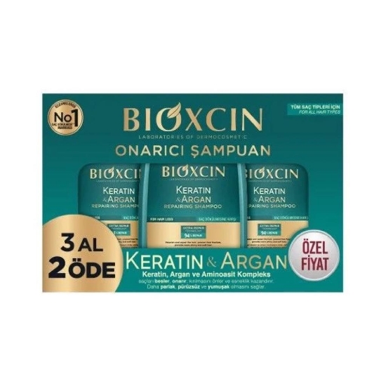 Bioxcin Keratin & Argan Onarıcı Şampuan 3 Al 2 Öde 3 x 300 ml