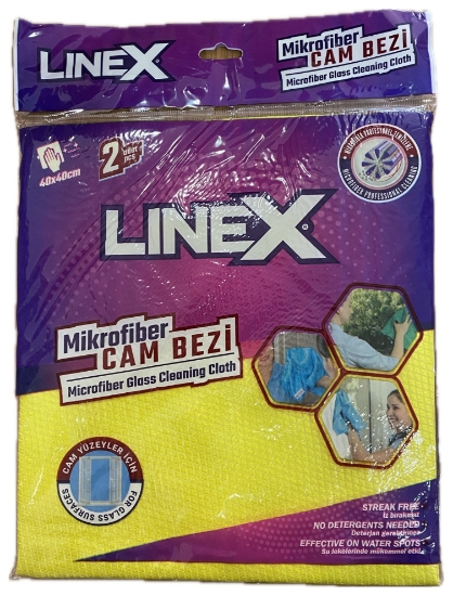 Linex Mikrofiber 2'li Overloklu Cam Bezi 40 x 40 cm Sarı